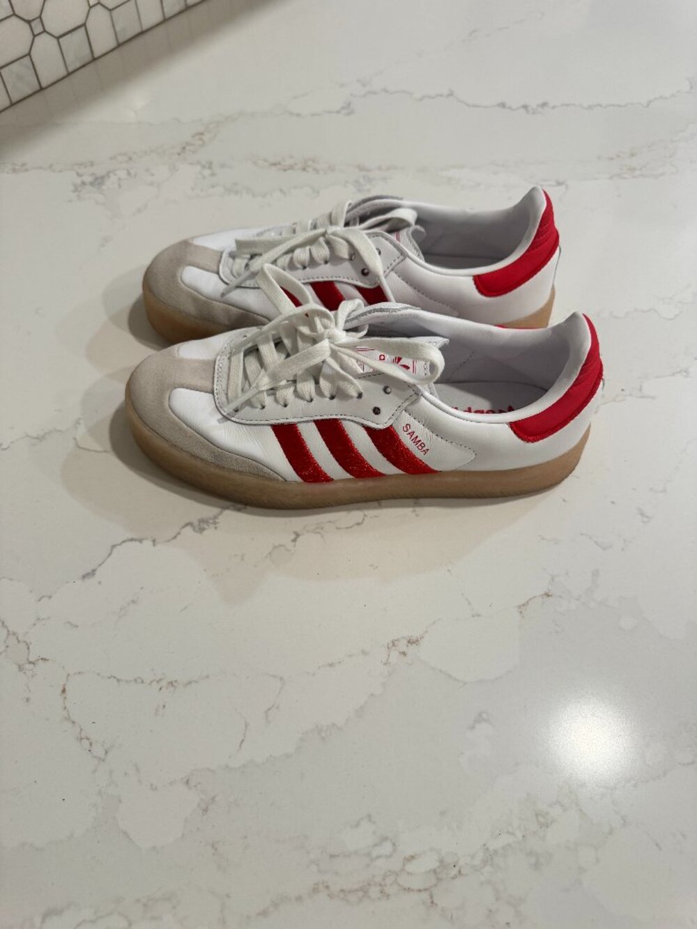 Adidas Sambae | Cloud White / Red | Size 6.5 - Picture 1 of 6